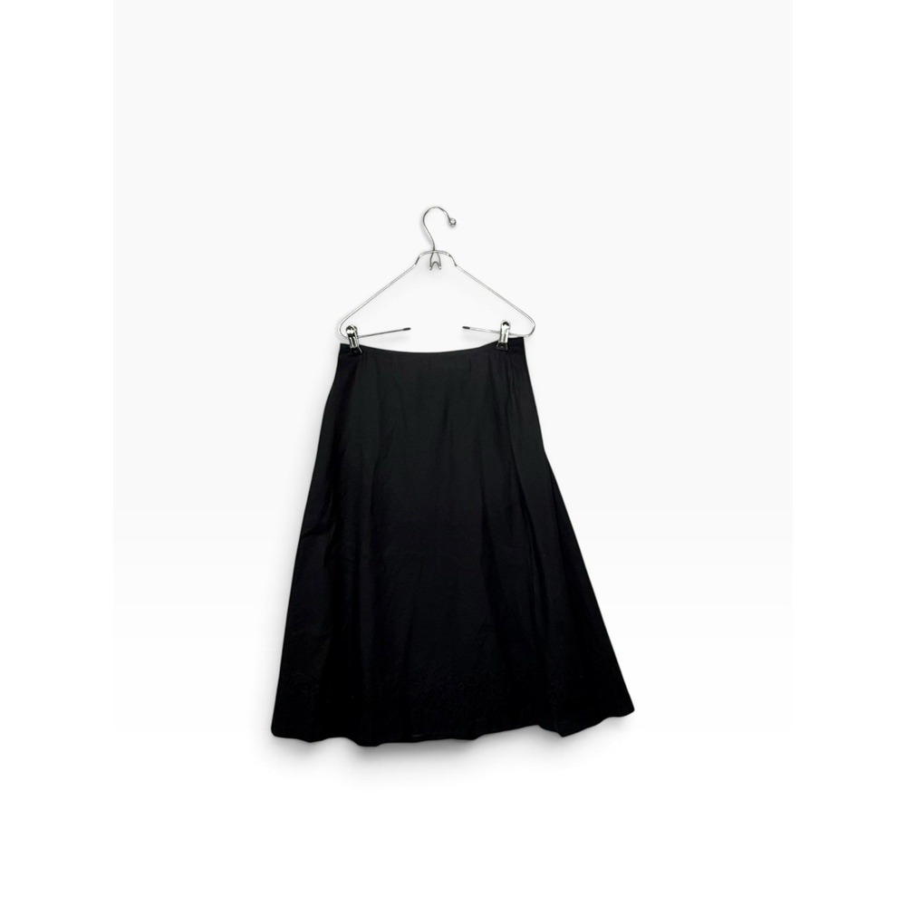 Talbots Black Irish Linen Blend Skirt Embroidered Eyelet Cutout Detail 6P EUC